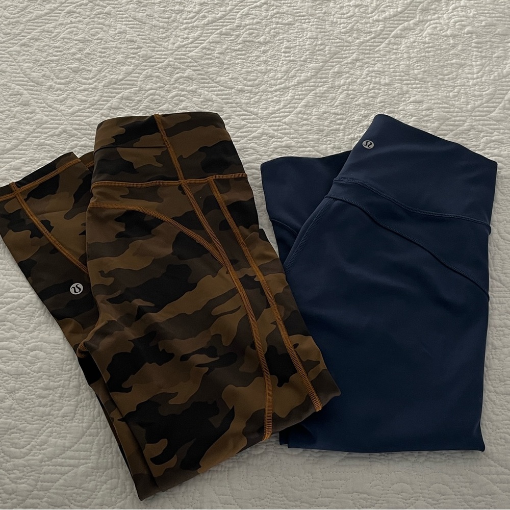 Lululemon Time to Sweat Capri Leggings & Solid Navy Capri Leggings